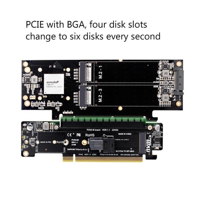 PCIE4.0 Split Expansion Riser Card PCIE X16 X8+X4+X4 Quad VROC M.2 NVMe Port Expansion Card DIY Board Replacement