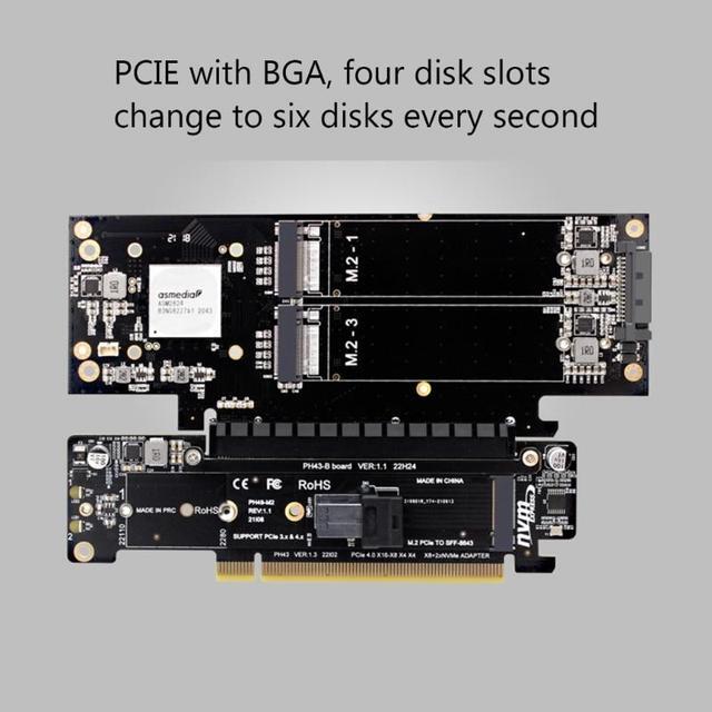 PCIE4.0 Split Expansion Riser Card PCIE X16 X8+X4+X4 Quad VROC M.2 NVMe Port Expansion Card DIY Board Replacement