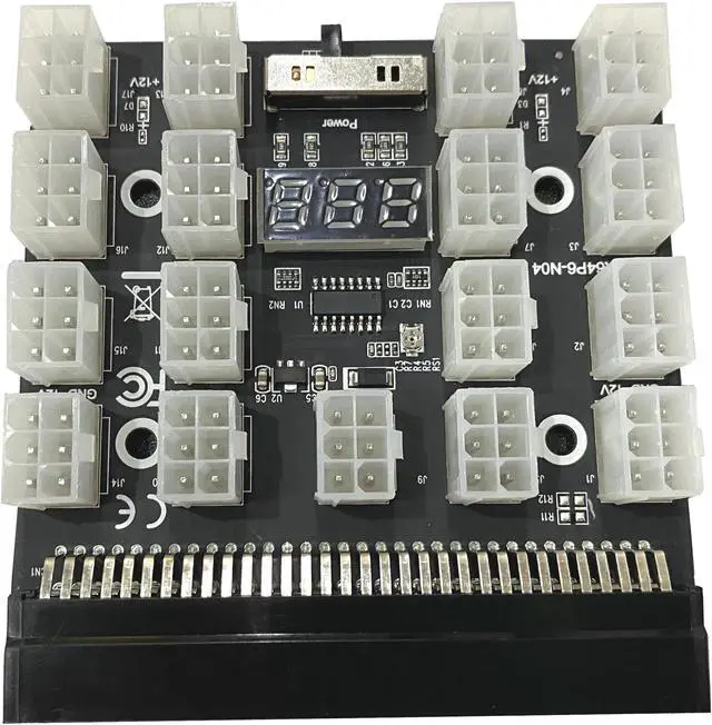 Placa de arranque de 17 puertos Conector de 6 pines pantalla LED para fuente de alimentación de minería GPU BTC de 1200W/1400W/750W gran oferta