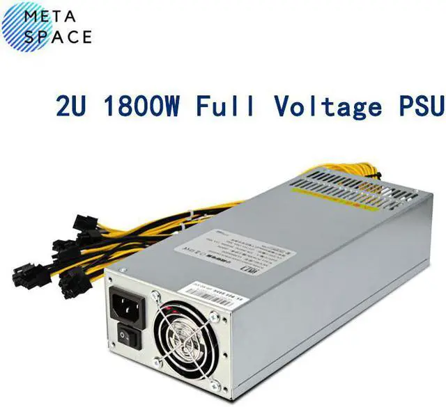 Power Supply 2U 1800W Full voltage 110V-264V Miner PSU 6PIN Compatible with Antminer Z15 Z11 Z11J Antminer S9J S9i S9 Innosilicon A10pro Computing power 12V For ASIC Miner chassis computer server PSU