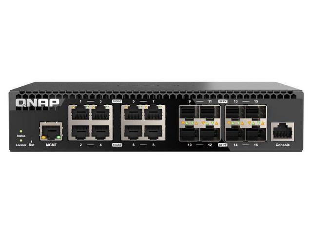 QNAP QSW-M3216R-8S8T-US Half Rackmount 16-Port 10GbE Layer 2 Web Managed Switch - 8 Ports - Manageable - 10 Gigabit Ethernet - 10GBase-T 10GBase-X - 2 Layer Supported