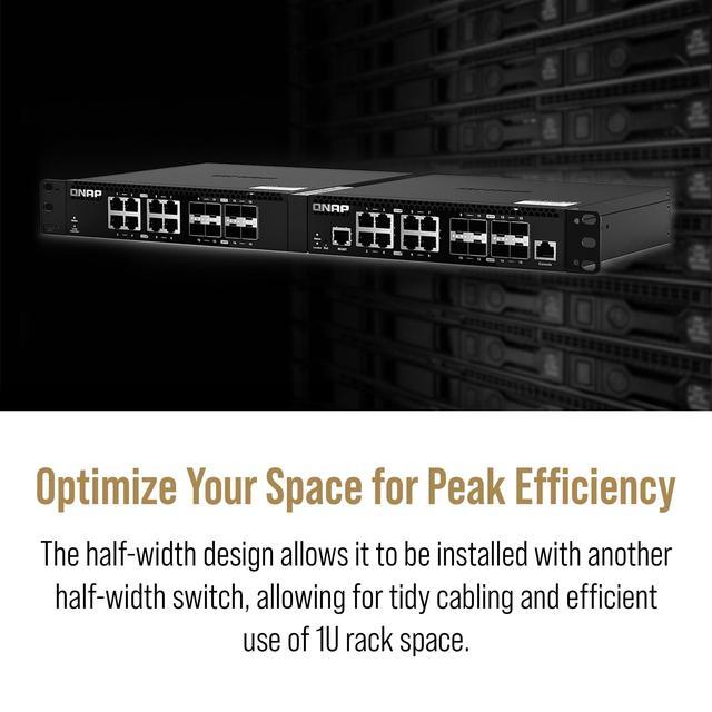 QNAP QSW-M3216R-8S8T-US Half Rackmount 16-Port 10GbE Layer 2 Web Managed Switch - 8 Ports - Manageable - 10 Gigabit Ethernet - 10GBase-T 10GBase-X - 2 Layer Supported