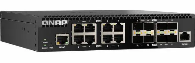 QNAP QSW-M3216R-8S8T-US Half Rackmount 16-Port 10GbE Layer 2 Web Managed Switch - 8 Ports - Manageable - 10 Gigabit Ethernet - 10GBase-T 10GBase-X - 2 Layer Supported