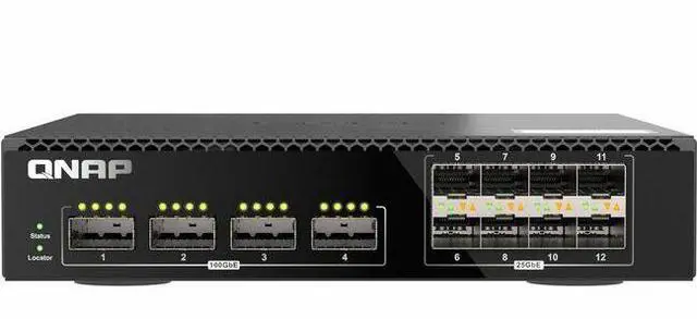 QNAP QSW-M7308R-4X Ethernet Switch - Manageable - 25 Gigabit Ethernet 100 Gigabit Ethernet - 25GBase-X 100GBase-X - 2 Layer Supported - 100 W Power Consumption - Optical Fiber - 1U - Rack-mountable