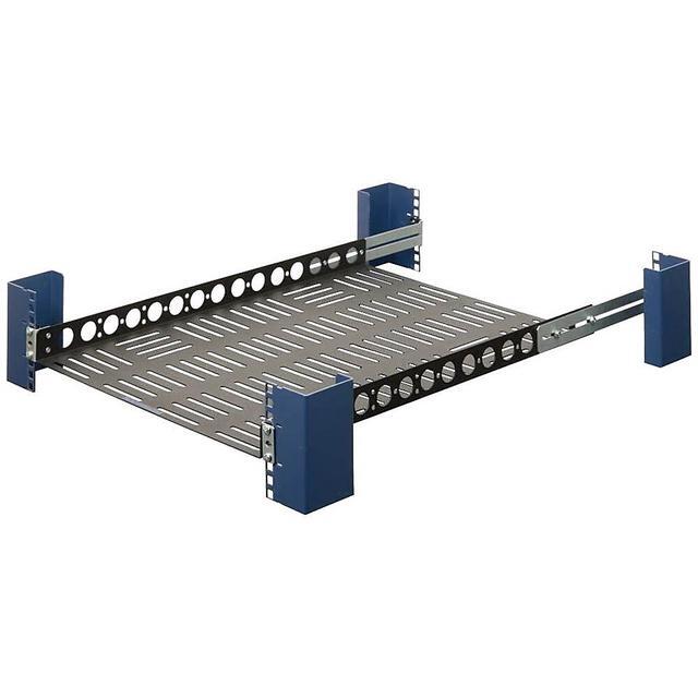 RackSolutions 1U Light Duty Fixed Shelf 24in Depth - US Steel Construction 100 Lbs Capacity Anti-Slip Mat Adjustable Mounting Depth