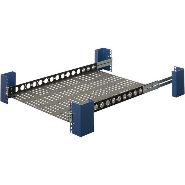 RackSolutions 1U Light Duty Fixed Shelf 24in Depth - US Steel Construction 100 Lbs Capacity Anti-Slip Mat Adjustable Mounting Depth