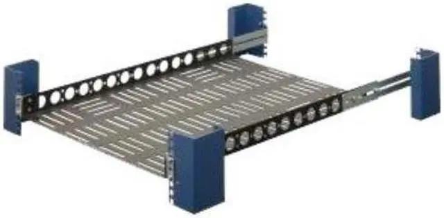 RackSolutions 1U Light Duty Fixed Shelf 24in Depth - US Steel Construction 100 lbs Capacity Anti-Slip Mat Adjustable Mounting Depth