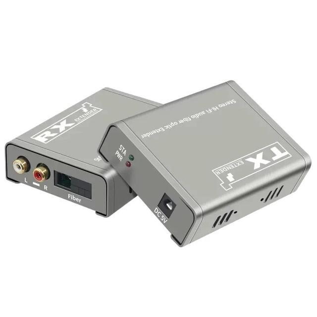 RCA Audio Fiber Optical Extender Over SC Fiber Cable Cable To 20Km Broadcast Grade RCA Fiber Extension Transceiver For TV System(With UK Plug)