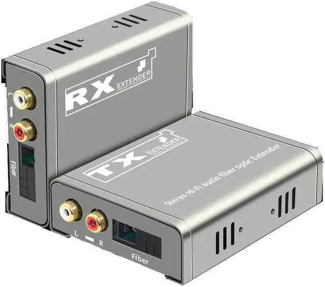RCA Audio Fiber Optical Extender over SC fiber cable Cable to 20Km Broadcast Grade RCA Fiber Extension Transceiver for TV System(With UK Plug)