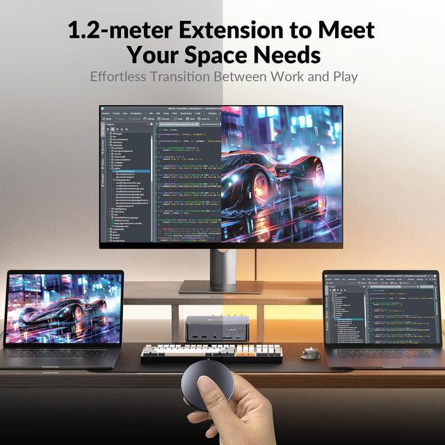 Remote Switch Button EXB01 For IDock C20 (for 2 Laptops)/D23(for 2 PC 3 Monitors) 4ft Extension For Effortless Device Switching