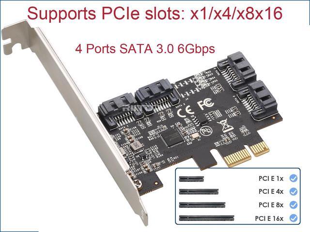 RIITOP PCIe SATA Card 4 Port With 4 SATA 6G Cables And Low Profile Bracket 6Gbps SATA3.0 Controller PCI-e Express Expansion Card PCIe X1 Or Above Support 4 SATA 3.0 Devices