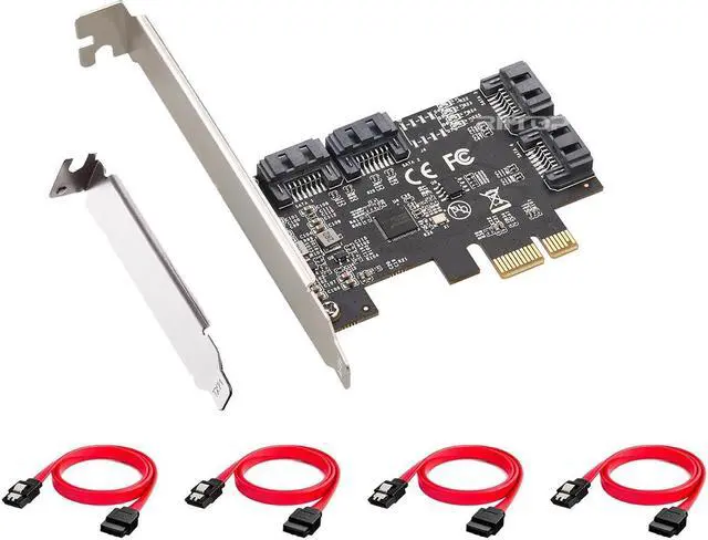 RIITOP PCIe SATA Card 4 Port with 4 SATA 6G Cables and Low Profile Bracket 6Gbps SATA3.0 Controller PCI-e Express Expansion Card PCIe x1 or above Support 4 SATA 3.0 Devices