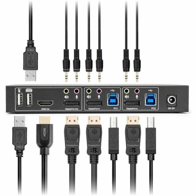 Rocstor Solid KVM SK05 DisplayPort 1.4 And USB 3.0 2?1 KVM Switch - 4K - 4096 X 2160 - 6 X USB - USB 2.0 - 3 X DisplayPort