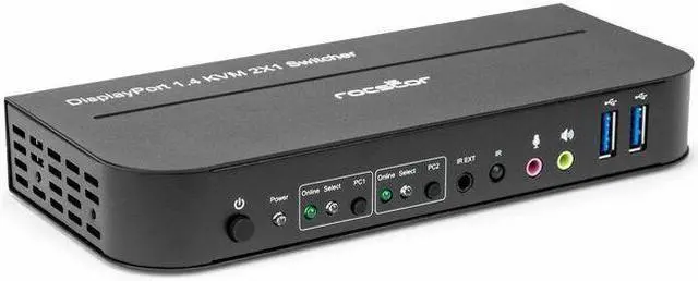 Rocstor Solid KVM SK05 DisplayPort 1.4 and USB 3.0 2?1 KVM Switch - 4K - 4096 x 2160 - 6 x USB - USB 2.0 - 3 x DisplayPort