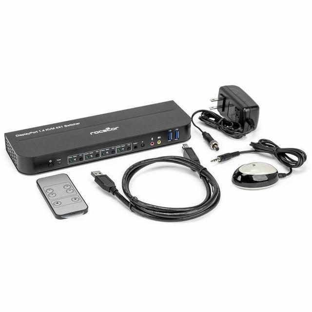 Rocstor SolidKVM SK04 DisplayPort 1.4 And USB 3.0 4?1 KVM Switch - 4 Computer(s) - 1 Local User(s) - 4K - 4096 X 2160 - 8 X USB - USB 2.0HDMI - 5 X DisplayPort