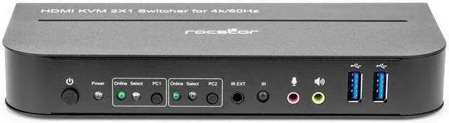 Rocstor SolidKVM SK06 4K HDMI and USB 3.0 2?1 KVM Switch - 2 Computer(s) - 1 Local User(s) - 4K - 4096 x 2160 - 6 x USB - USB 2.0 - 3 x HDMI