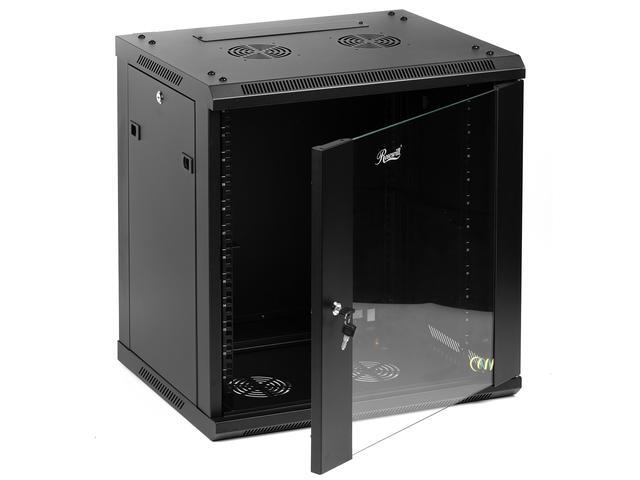 Rosewill 12U Server Rack Enclosure With Glass Door Locks & Removable Side Panels Wall Mount Network Cabinet 19 Inch Rack 17.7 Inches Deep Fully Assemble-RSWM-12U001
