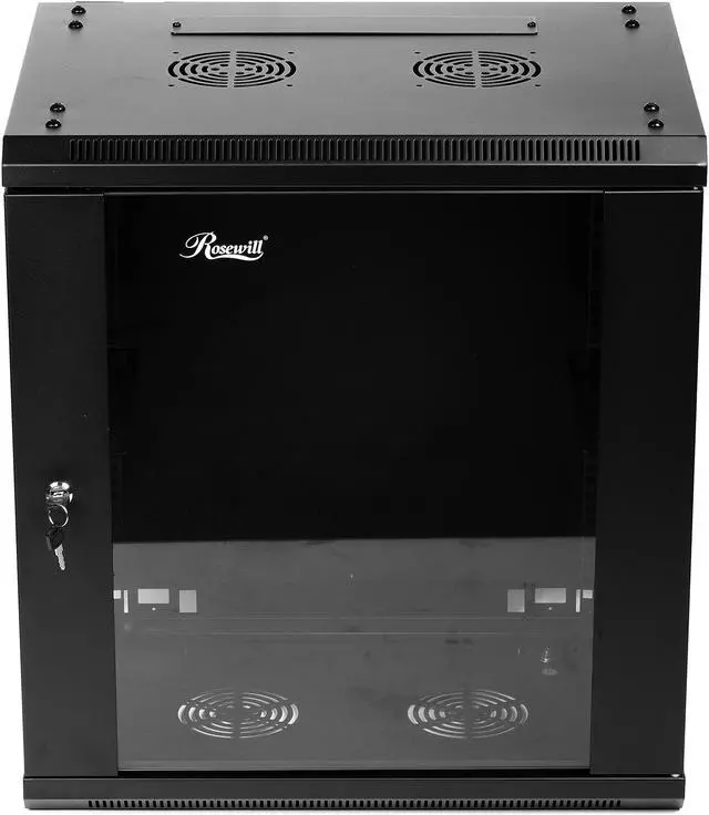 Rosewill 12U Server Rack Enclosure with Glass Door Locks & Removable Side Panels Wall Mount Network Cabinet 19 Inch Rack 17.7 Inches Deep Fully Assemble-RSWM-12U001