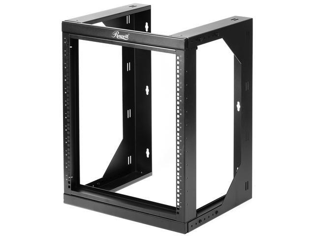 Rosewill 12U Server Rack With Swing Gate -Wall Mount Rack For 19 Inch IT Equipment Open Frame Rack–Network Rack Wall Mount For AV & Server Equipment Adjustable Depth 18 Inches To 26 Inches 9U Rack BK