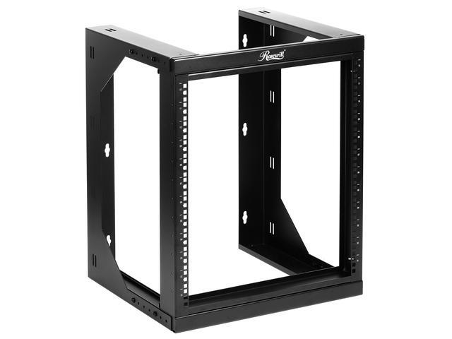 Rosewill 12U Server Rack With Swing Gate -Wall Mount Rack For 19 Inch IT Equipment Open Frame Rack–Network Rack Wall Mount For AV & Server Equipment Adjustable Depth 18 Inches To 26 Inches 9U Rack BK
