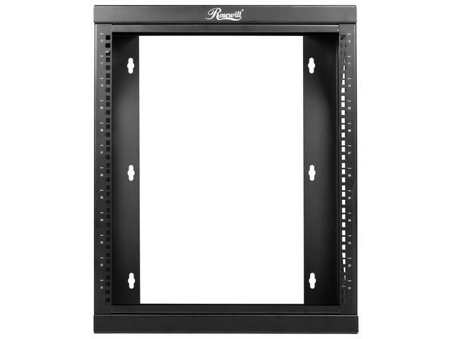 Rosewill 12U Server Rack With Swing Gate -Wall Mount Rack For 19 Inch IT Equipment Open Frame Rack–Network Rack Wall Mount For AV & Server Equipment Adjustable Depth 18 Inches To 26 Inches 9U Rack BK