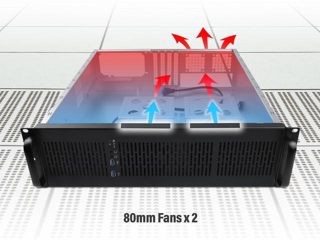 Rosewill 3U Server Chassis Rackmount Case 6x 3.5" Bays E-ATX Compatible 2x 80mm Fans 2x USB 3.0 Silver/Black - RSV-Z3200U