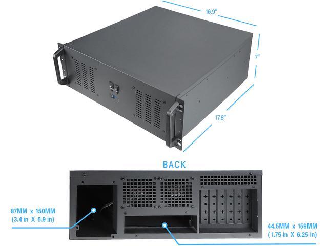 Rosewill 4U Server Chassis Rackmount Case 11x 3.5" Bays 3x 2.5" Devices ATX CEB Compatible 2 120mm PWM Fan 2 80mm PWM Fans 2x USB 3.0 1 USB-C 3.1 Front Panel Lock And Key - RSV-R4200U