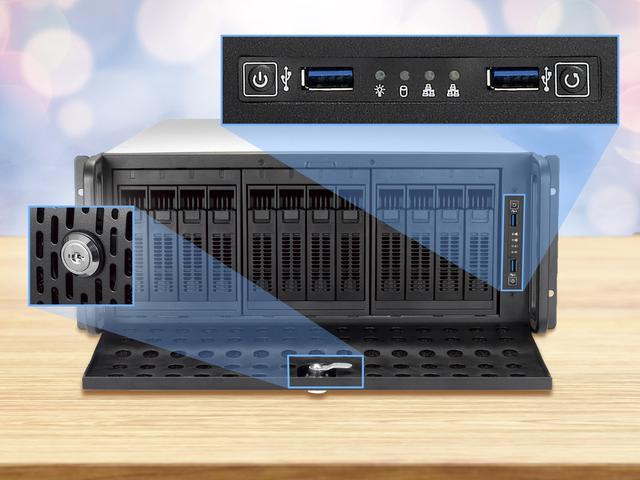 Rosewill 4U Server Chassis Rackmount Case 12 Hot Swap 3.5" 2.5" SATA I SATA II SATA III SAS E-ATX Compatible 3 Front 120mm Fans 2 Rear 80mm Fans 2x USB 3.0 Front Panel Lock - RSV-L4412U