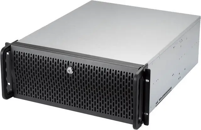 Rosewill 4U Server Chassis Rackmount Case 8 3.5" HDD Bays 3 5.25" Devices ATX CEB Compatible 2 Front 120mm Fans 2 Rear 80mm Fans 2x USB 3.0 Front Panel Lock Silver/Black - RSV-R4000U