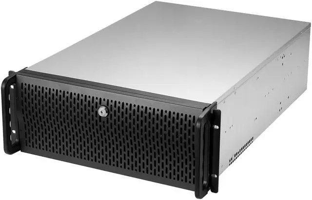 Rosewill 4U Server Chassis Rackmount Case 8 3.5" HDD Bays 3 5.25" Devices E-ATX Compatible 5 Front 120mm Fans 2 Rear 80mm Fans 2x USB 3.0 Front Panel Lock Silver/Black - RSV-L4000U