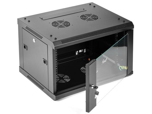 Rosewill 6U Server Rack Enclosure With Glass Door Locks & Removable Side Panels Wall Mount Network Cabinet 19 Inch Rack 17.7 Inches Deep Flat-Pack-RSWM-6U001F