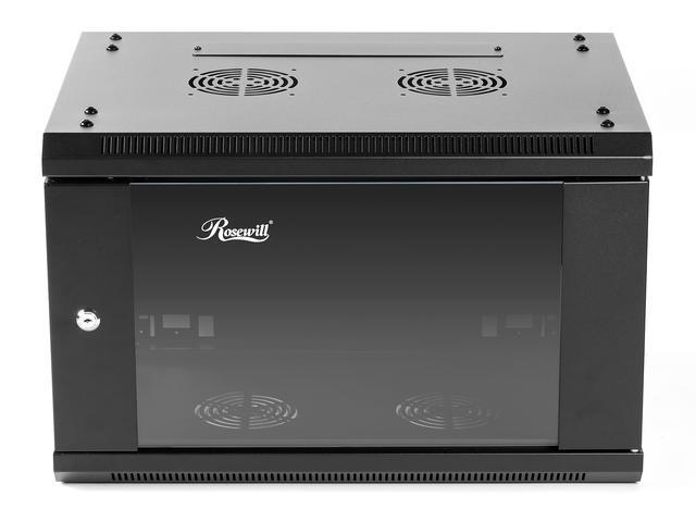 Rosewill 6U Server Rack Enclosure With Glass Door Locks & Removable Side Panels Wall Mount Network Cabinet 19 Inch Rack 17.7 Inches Deep Fully Assemble-RSWM-6U001