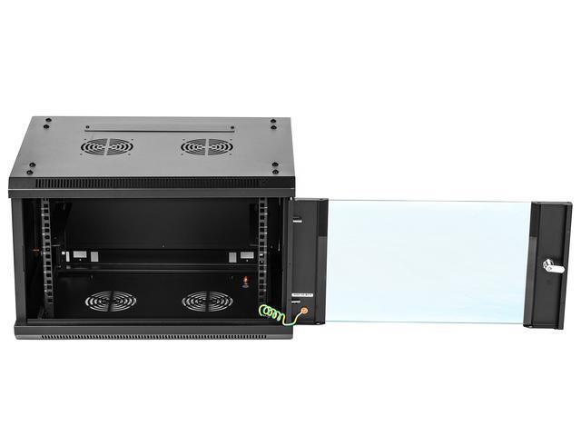 Rosewill 6U Server Rack Enclosure With Glass Door Locks & Removable Side Panels Wall Mount Network Cabinet 19 Inch Rack 17.7 Inches Deep Fully Assemble-RSWM-6U001