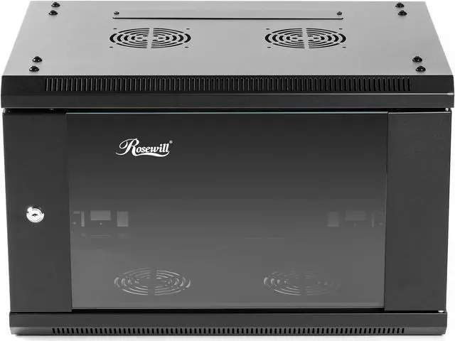 Rosewill 6U Server Rack Enclosure with Glass Door Locks & Removable Side Panels Wall Mount Network Cabinet 19 Inch Rack 17.7 Inches Deep Flat-Pack-RSWM-6U001F