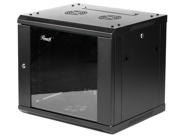 Rosewill 9U Server Rack Enclosure With Glass Door Locks & Removable Side Panels Wall Mount Network Cabinet 19 Inch Rack 17.7 Inches Deep Flat-Pack-RSWM-9U001F