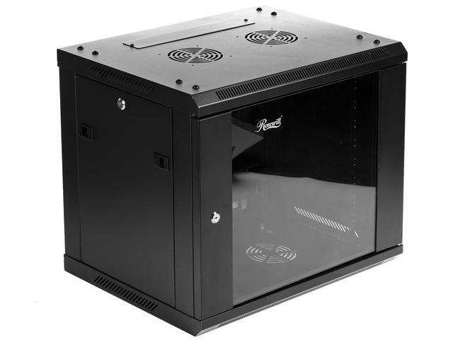 Rosewill 9U Server Rack Enclosure With Glass Door Locks & Removable Side Panels Wall Mount Network Cabinet 19 Inch Rack 17.7 Inches Deep Fully Assemble-RSWM-9U001