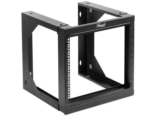Rosewill 9U Server Rack With Swing Gate -Wall Mount Rack For 19 Inch IT Equipment Open Frame Rack–Network Rack Wall Mount For AV & Server Equipment Adjustable Depth 18 Inches To 26 Inches 9U Rack BK
