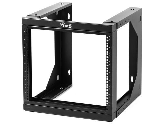 Rosewill 9U Server Rack With Swing Gate -Wall Mount Rack For 19 Inch IT Equipment Open Frame Rack–Network Rack Wall Mount For AV & Server Equipment Adjustable Depth 18 Inches To 26 Inches 9U Rack BK