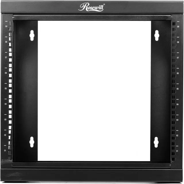 Rosewill 9U Server Rack with Swing Gate -Wall Mount Rack for 19 Inch IT Equipment Open Frame Rack–Network Rack Wall Mount for AV & Server Equipment Adjustable Depth 18 inches to 26 inches 9U Rack BK