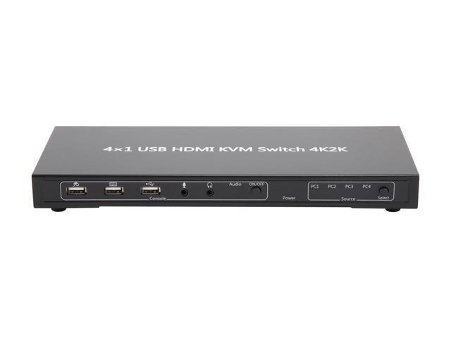 SA KVM-4UHMN KVM Switch 4 Port HDMI KVM Switch With Cable Kit And Supports EDID HDCP 1080p 3D And Auto Scan For Windows/XP/Vista Linux And Mac - 4 In 1 Out