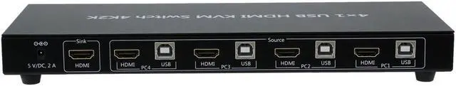 SA KVM-4UHMN KVM Switch 4 Port HDMI KVM Switch with Cable Kit and Supports EDID HDCP 1080p 3D and Auto Scan for Windows/XP/Vista Linux and Mac - 4 in 1 out