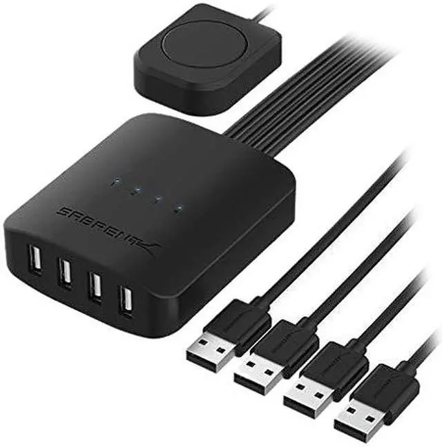 SABRENT USB 2.0 Sharing Switch up to 4 Computers and Peripherals LED Device Indicators (USB-USS4)