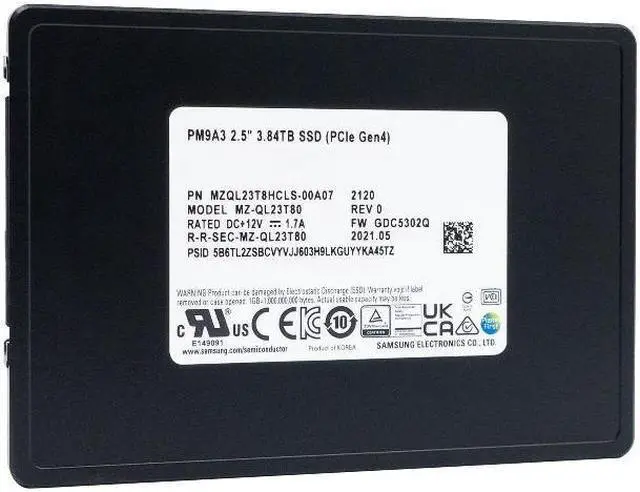 Samsung MZ-QL23T80 PM9A3 3.84Tb Nvme U.2 PCI-Express-4 x4 2.5inch Ssd