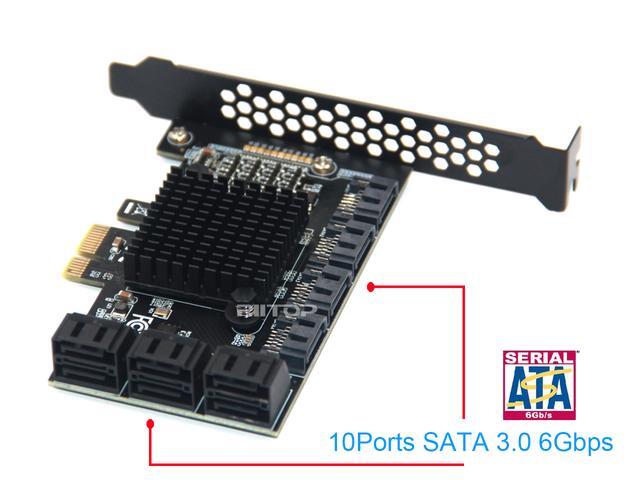 SATA 3 Expansion Card 10 Port RIITOP PCI-e Express X1 SATA 6G Controller Card SATA Iii 6Gbps PCIe Adapter Card Come With Low Profile Bracket And SATA3 Cables