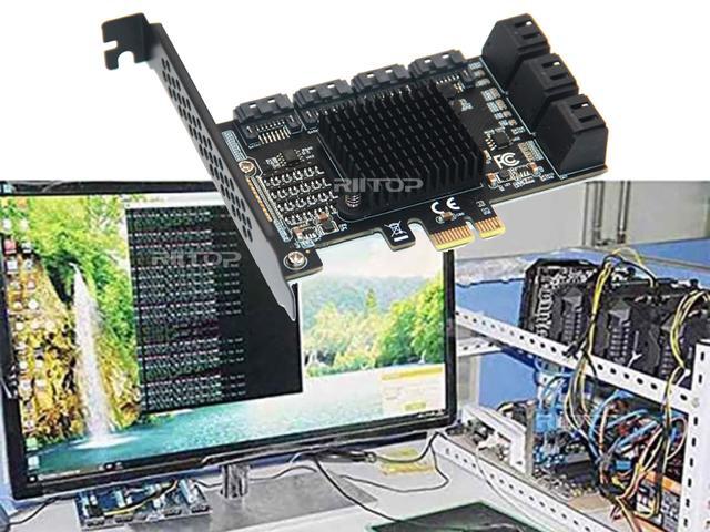 SATA 3 Expansion Card 10 Port RIITOP PCI-e Express X1 SATA 6G Controller Card SATA Iii 6Gbps PCIe Adapter Card Come With Low Profile Bracket And SATA3 Cables