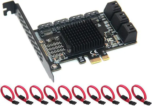 SATA 3 Expansion Card 10 Port RIITOP PCI-e Express x1 SATA 6G Controller Card SATA iii 6Gbps PCIe Adapter Card Come with Low Profile Bracket and SATA3 Cables