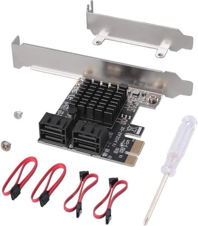 SATA Card 4 Port with 4 SATA Cables 6 Gbps SATA 3.0 Controller PCI Express Expression Card with Low Profile Bracket Support 4 SATA 3.0 Devices