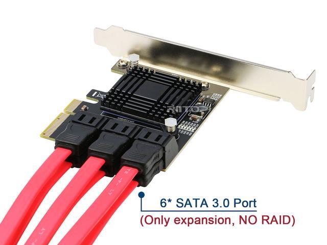 SATA Expansion Card 6Port RIITOP PCI-e X1 To SATA Hard Drive Controller Card Adapter Come With Low Profile Bracket (JMB575+ASM1062 Chipset) - NO RAID