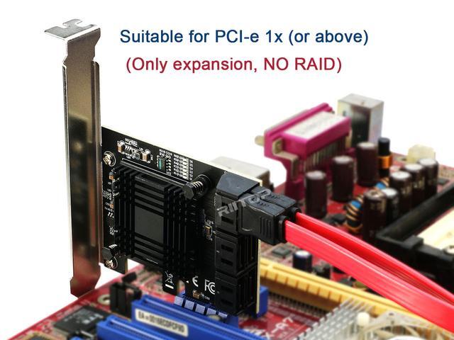SATA Expansion Card 6Port RIITOP PCI-e X1 To SATA Hard Drive Controller Card Adapter Come With Low Profile Bracket (JMB575+ASM1062 Chipset) - NO RAID