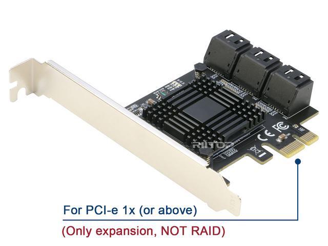 SATA Expansion Card 6Port RIITOP PCI-e X1 To SATA Hard Drive Controller Card Adapter Come With Low Profile Bracket (JMB575+ASM1062 Chipset) - NO RAID